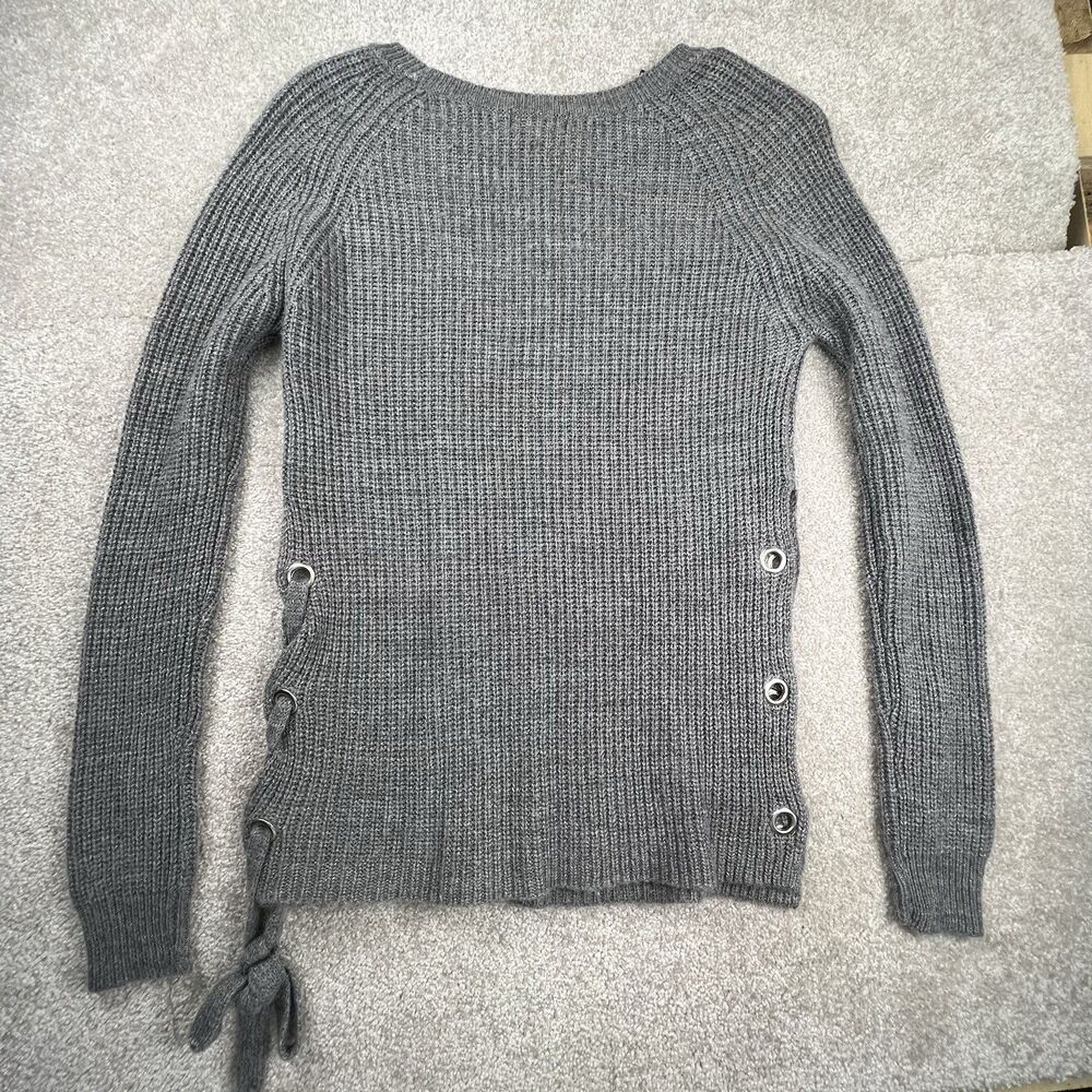Ambiance Apparel top womens size medium long sleeve knit Gray Tie - Picture 5 of 5